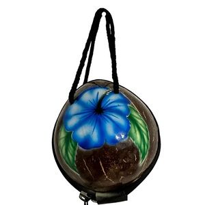 Handpainted Genuine Hawaiian Coconut Shell Purse Bag Souvenir